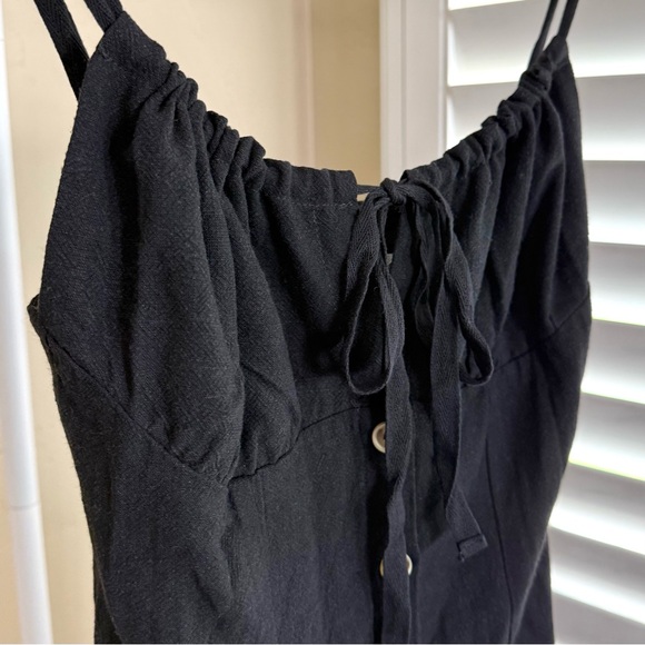Commense Darling Linen Button Front Mini Dress Black XS NWT Cotton Linen - Picture 3 of 8